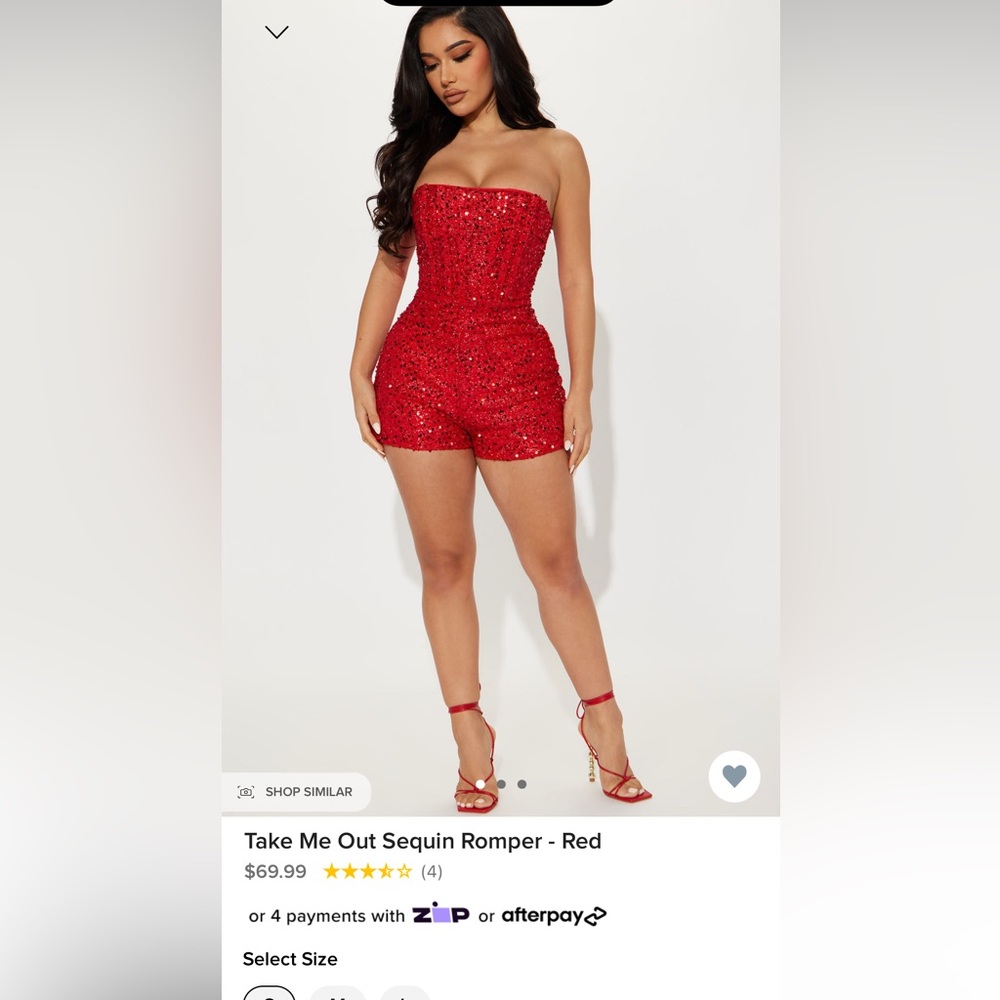 Red sequin romper, size large.